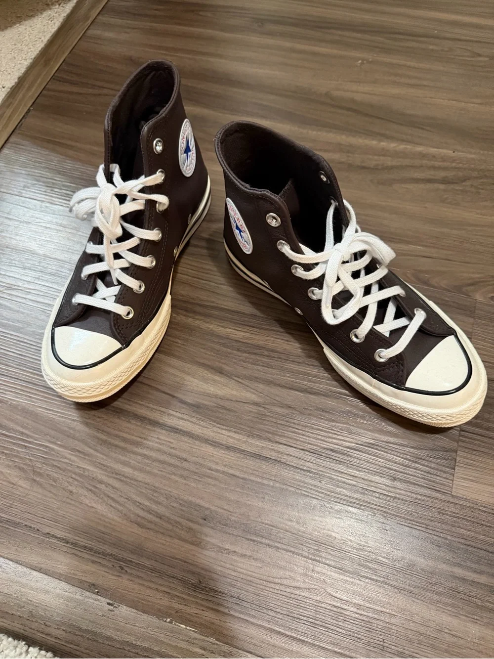 Converse High-Top Sneakers in Dark Brown and White